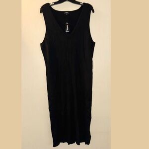 Express Black Ribbed V Neck Midi Sleeveless Dress Size XL NWT!